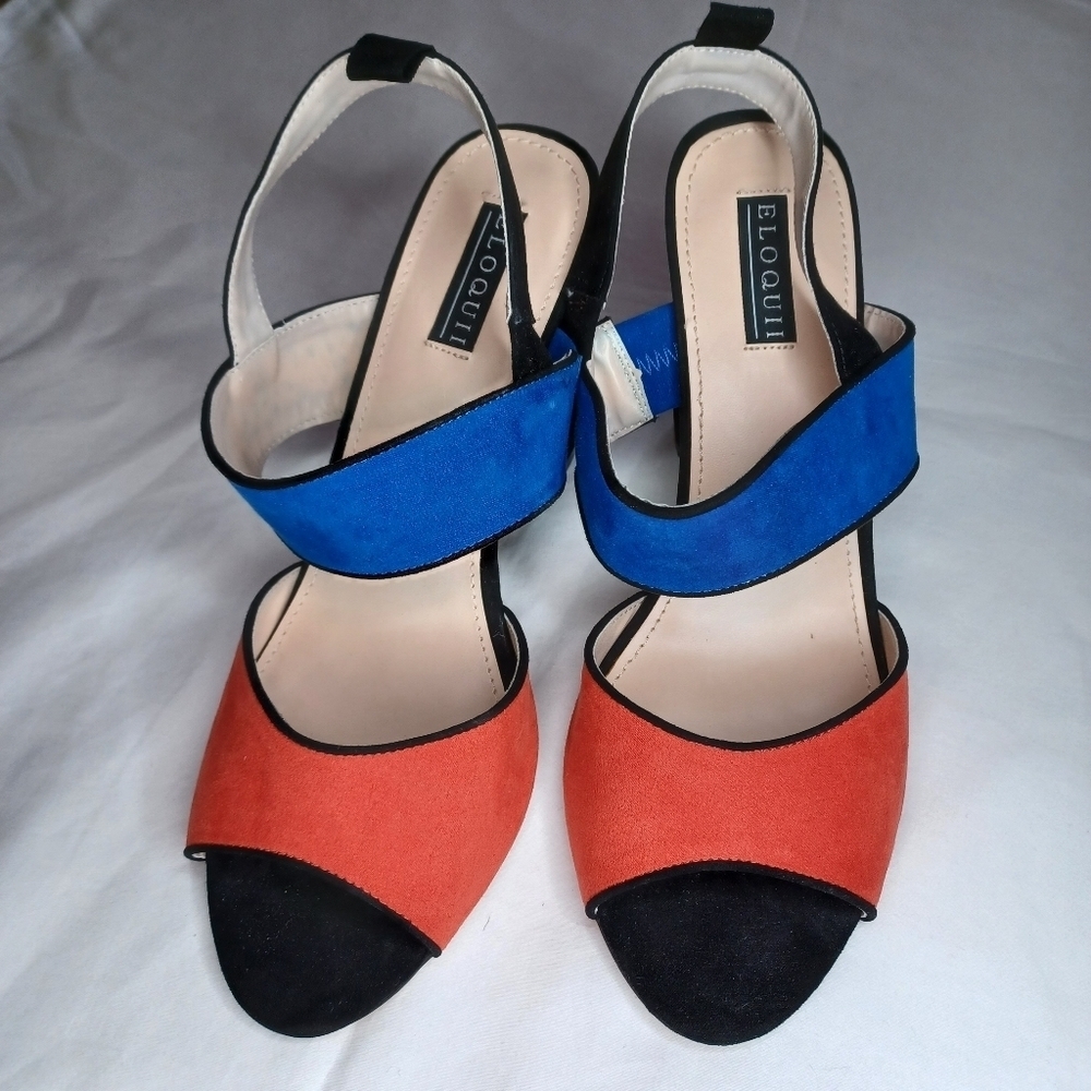 Eloquii Women's Blue and Orange Sandals - Picture 1 of 16